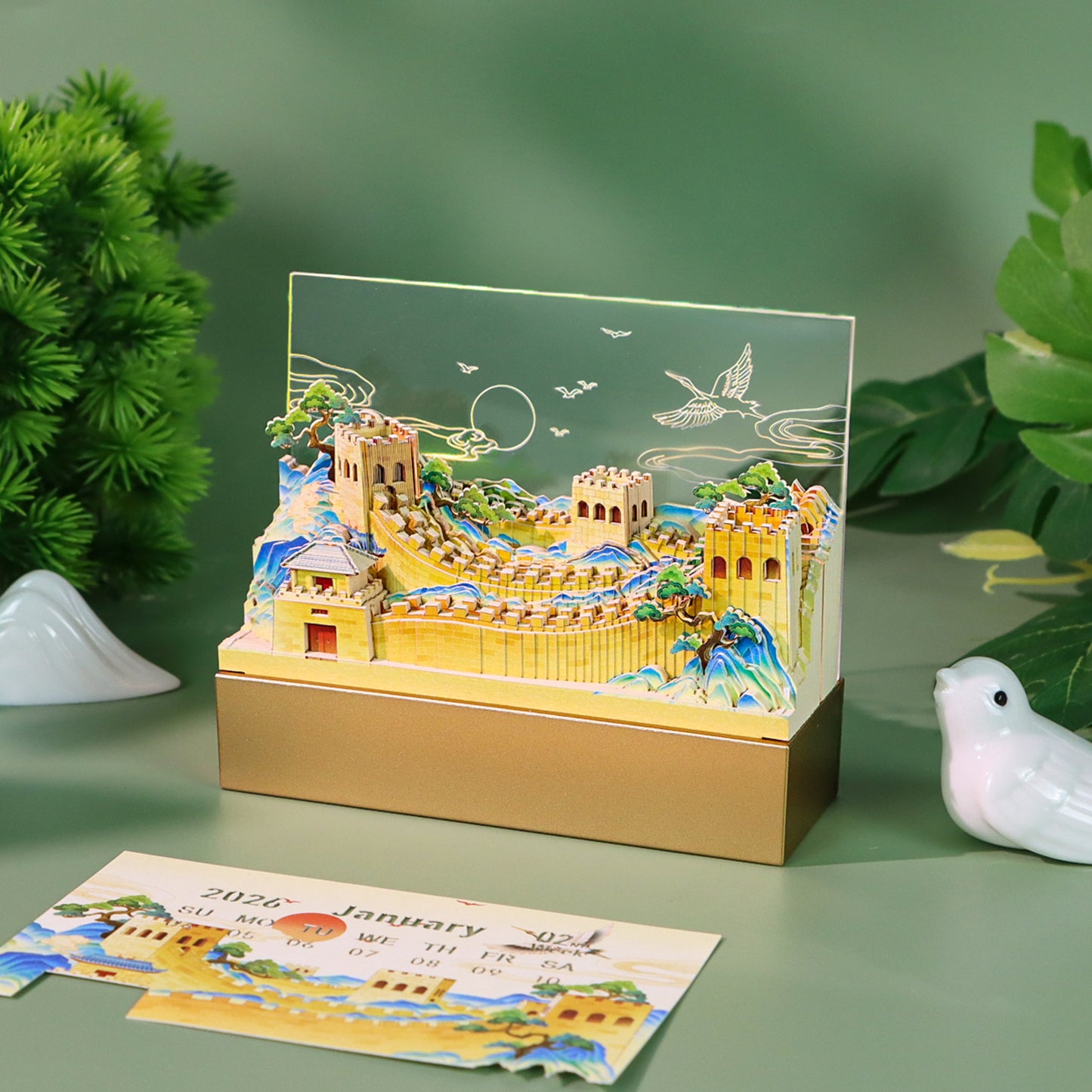 The Great Wall 3D Model Tear Off 3D Memo Pad With Light and Calendar