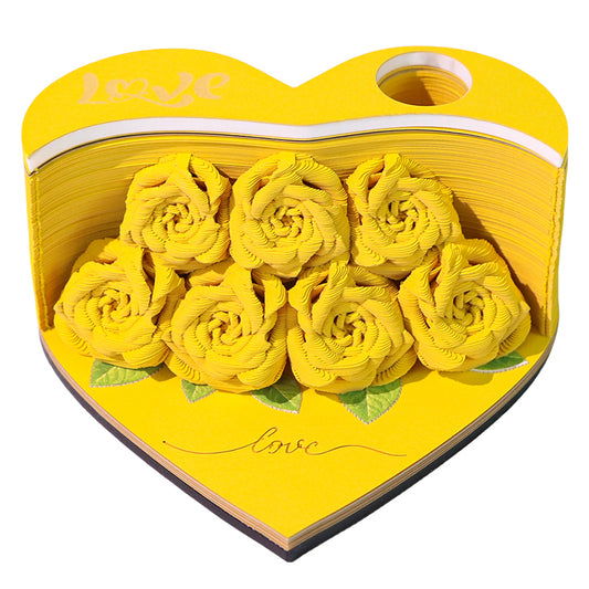 Flower Rose Bouquet 3D Paper Craft 2025 Creative Christmas Valentines Gift Novelty Magical Memo Pad Desk Calendar With Gift Box