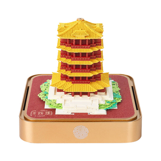 Yellow Crane Tower 3D Model Hand Torn Memo Pad With Daily Calendar 2026