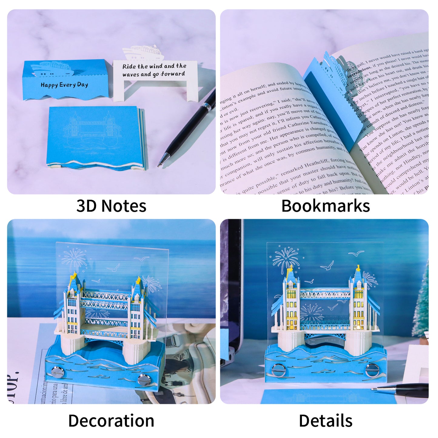 Twins Tower Bridge Tear Off 3D Memo Pad With Light