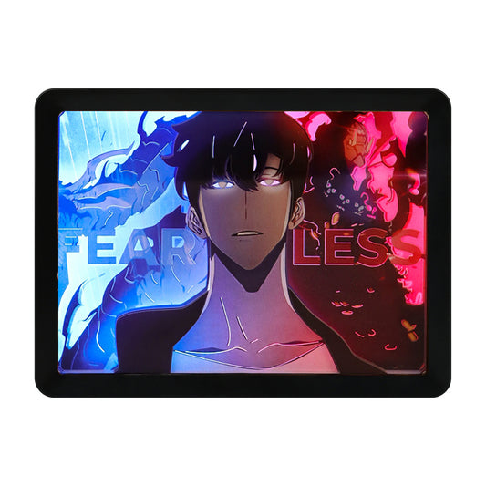 Solo Leveling Anime Light Box Paper Craving Lamp（Black Shadow Box Frame）