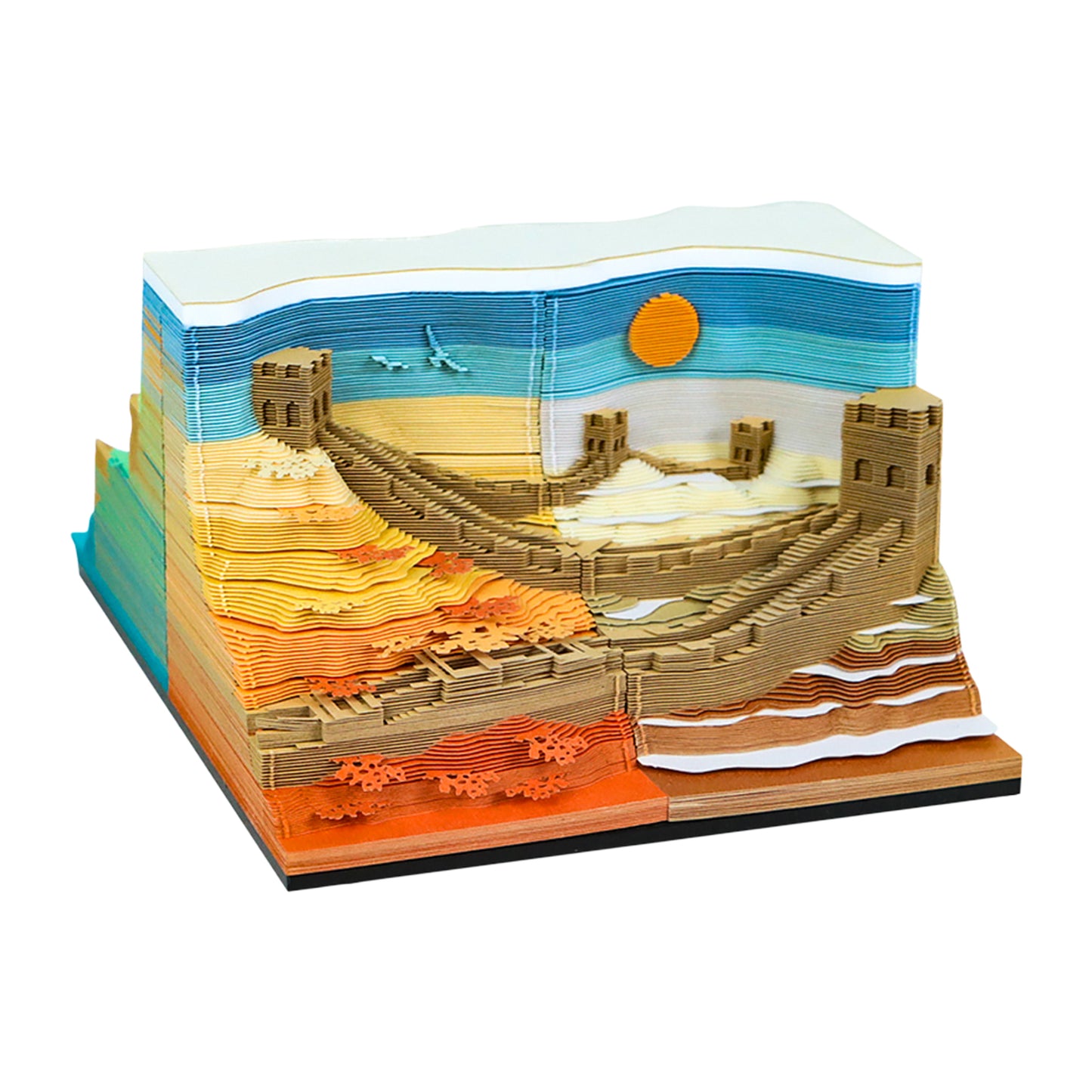 The Great Wall Four Season Diorama 4in1 Hand Tear off 3D Calendar Memo Pad With Light