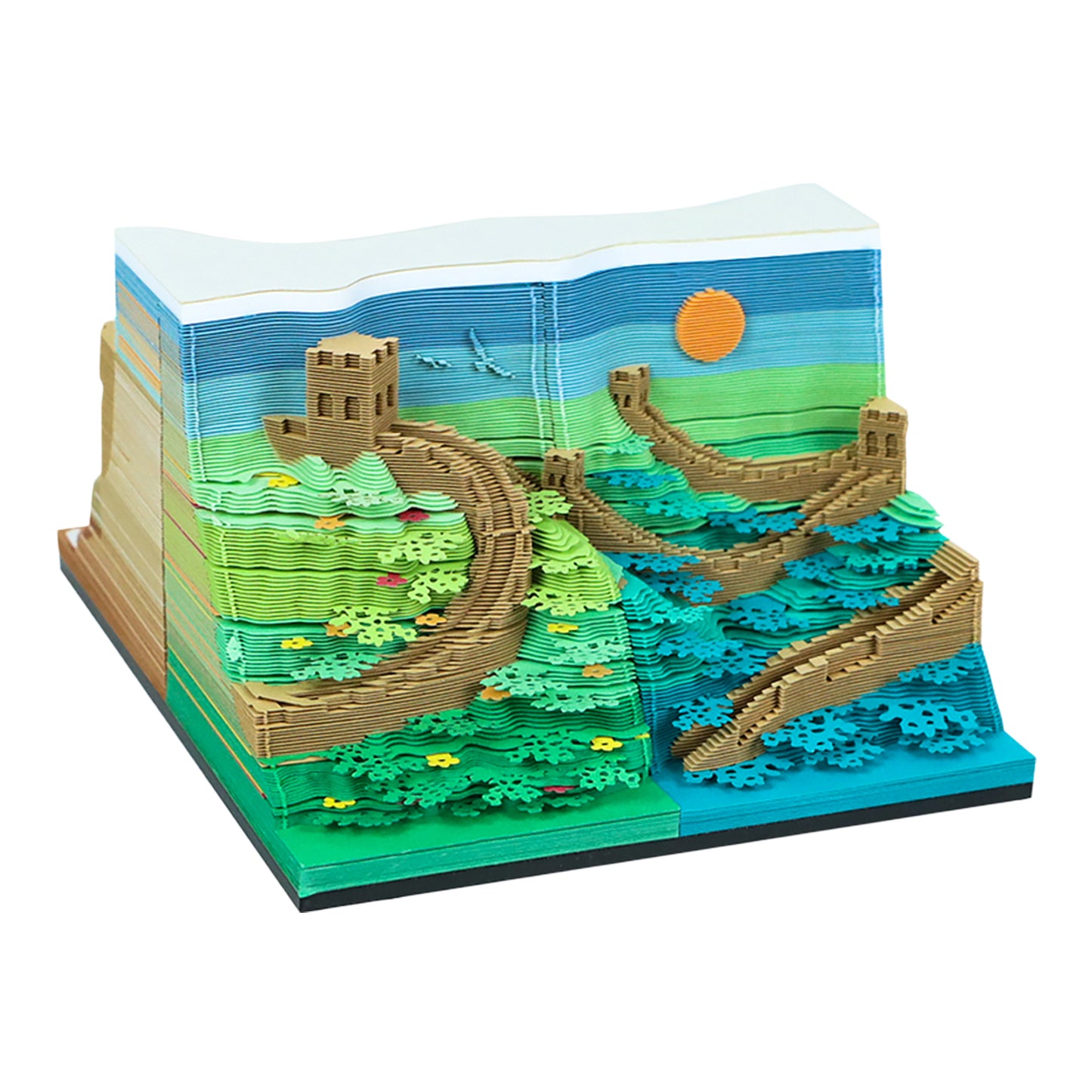 The Great Wall Four Season Diorama 4in1 Hand Tear off 3D Calendar Memo Pad With Light