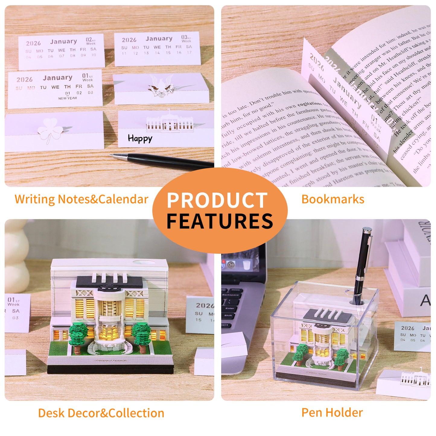 White House 3D Calendar Memo Pad With Light