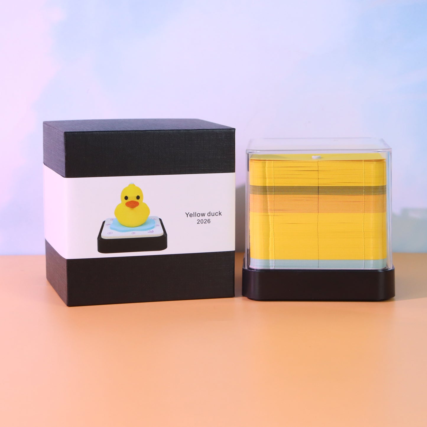 Yellow Dark 3D Model Hand Torn Memo Pad With Daily Calendar 2026