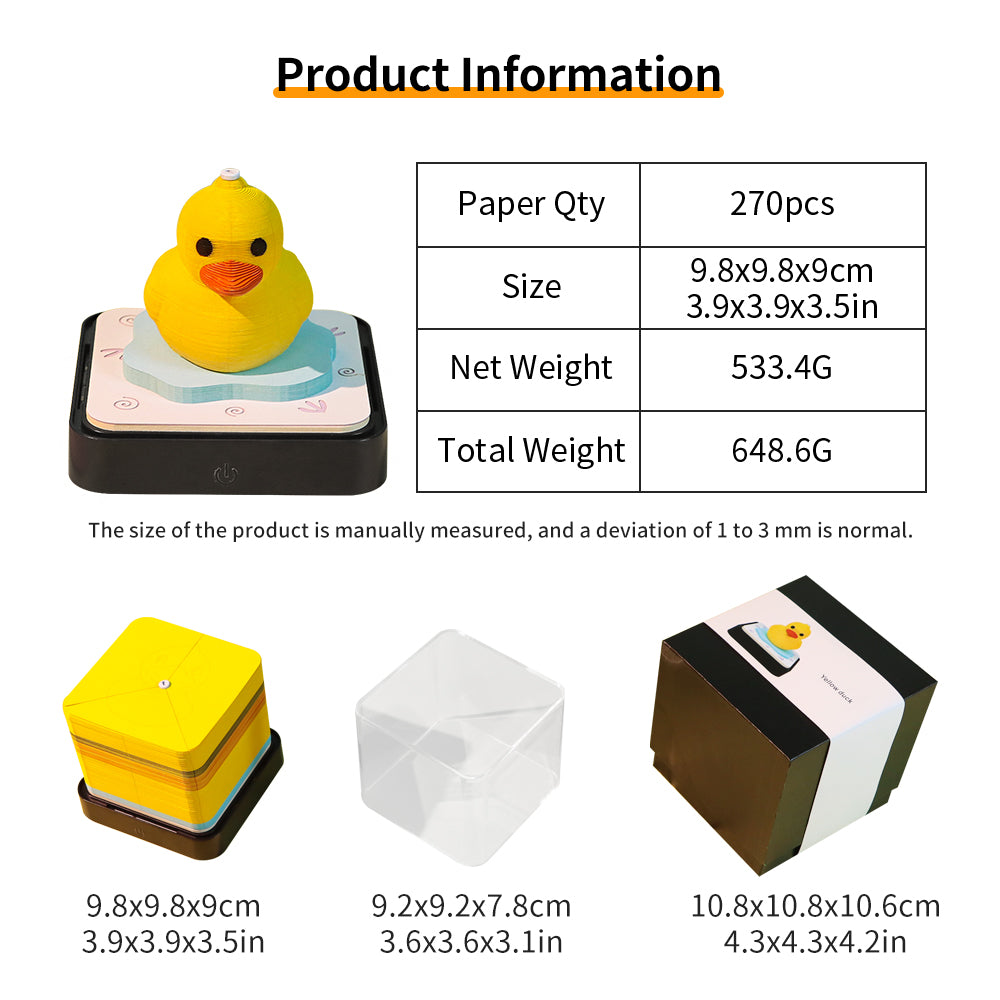 Yellow Duck Animal Model 3D Memo Pad