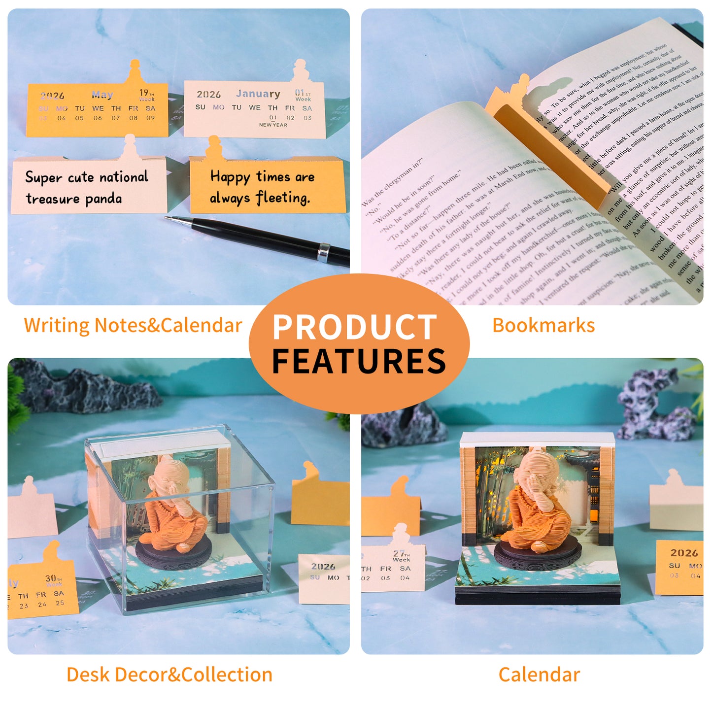 Zen Little Monk Figure Model Hand Tear off 3D Memo Pad