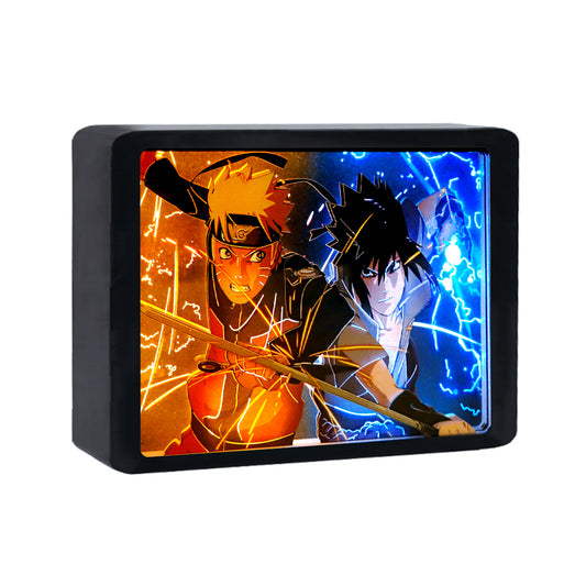 Naruto Character Anime Paper Craving Lamp（Black Shadow Box Frame）