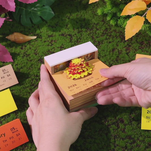 Phoenix Tree 3D Model Hand Torn Memo Pad With Weekly Calendar 2026