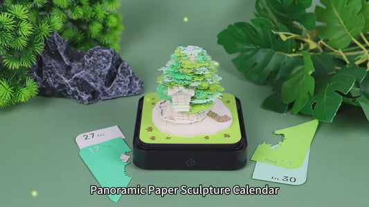 Green Treehouse Model Hand Torn 3D Memo Pad Panoramic 3D Calendar