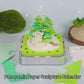 Green Treehouse Model Hand Torn 3D Memo Pad Panoramic 3D Calendar（Silver Base）