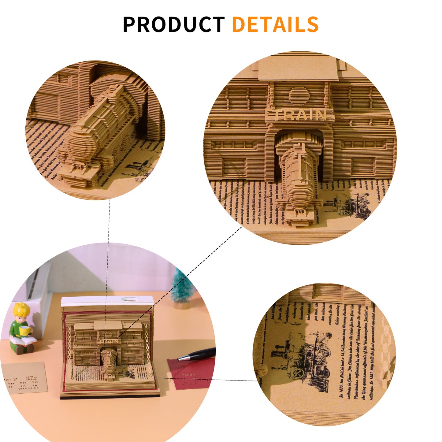 Train in the Book 3D Calendar Memo Pad With Light