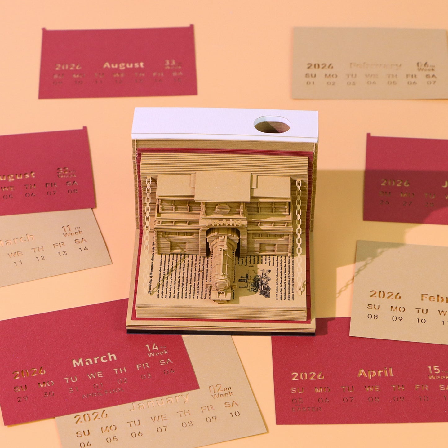 Train in the Book 3D Calendar Memo Pad With Light