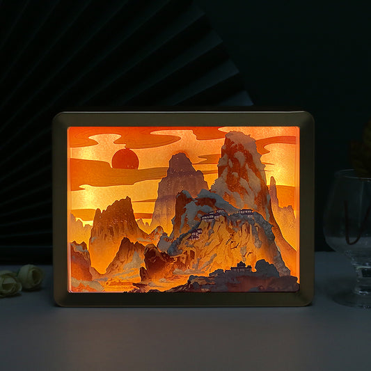 Customized landscape paper carving lamp